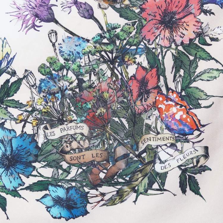 Pre Owned Christian Dior Beige D-Millefiori Printed Silk Square Scarf