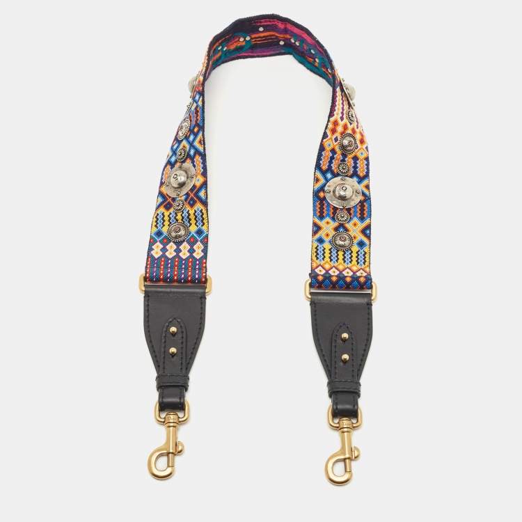 Dior Multicolor Embroidered Canvas and Leather Embellished Shoulder Bag ...