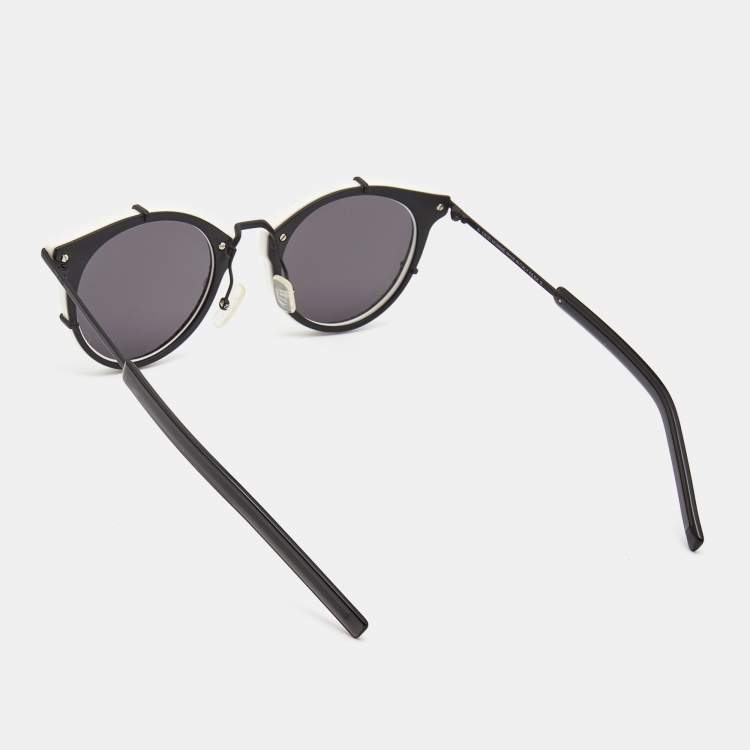 Pre Owned Dior Black/White Printed DIOR0196S Round Sunglasses