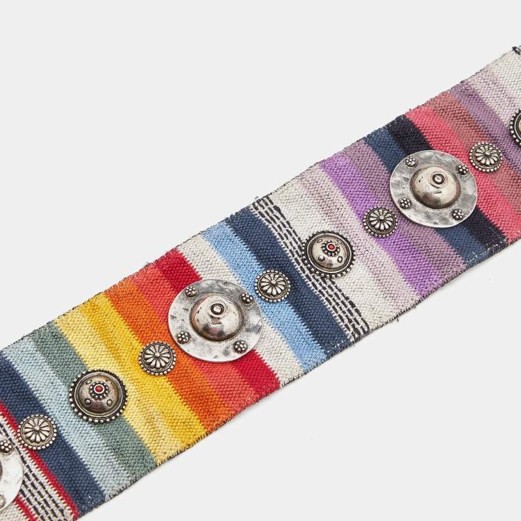 Pre Owned Dior Multicolor Studded Canvas and Leather Bohemian Inspired Shoulder Strap