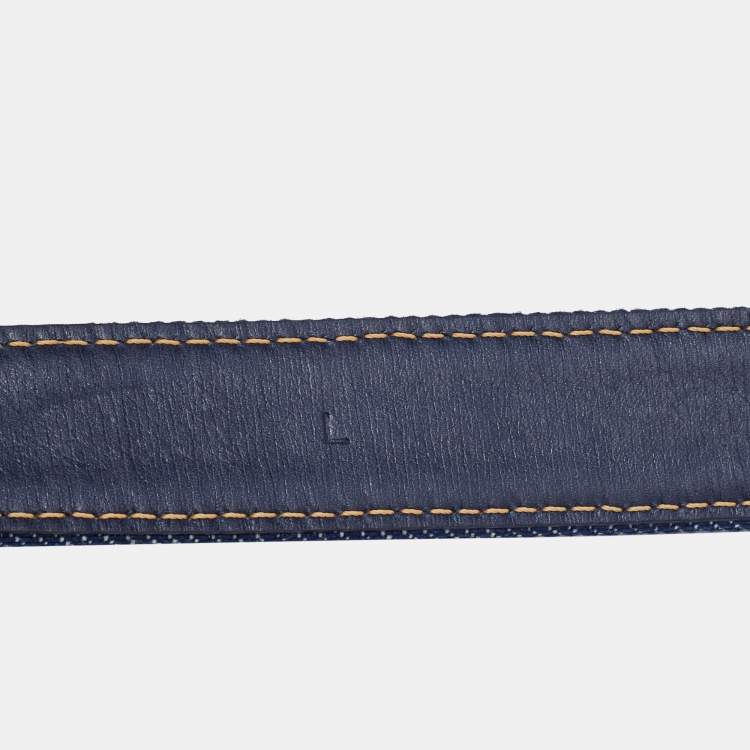 Pre Owned Dior Navy Blue Denim CD Logo Buckle Belt L