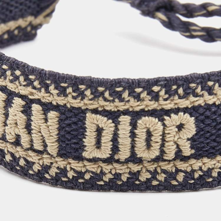 Pre Owned Dior J'adior Navy Blue Woven Fabric Bracelet
