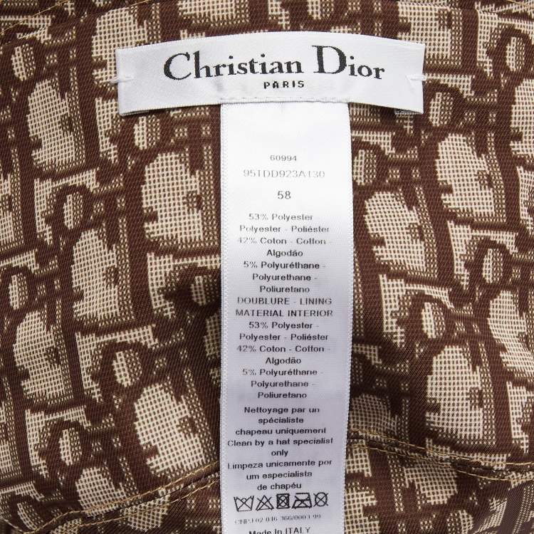 Pre Owned Dior Beige/Brown Oblique Teddy-D Brim Reversible Bucket Hat 58