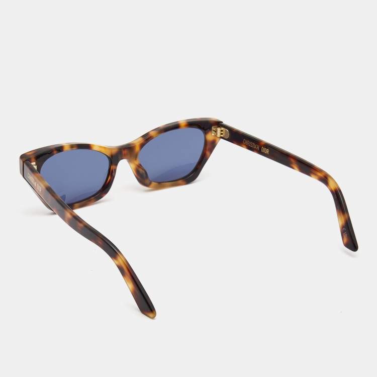 Pre Owned Dior Tortoiseshell/Blue DiorMidnight B1I Cat-Eye Sunglasses