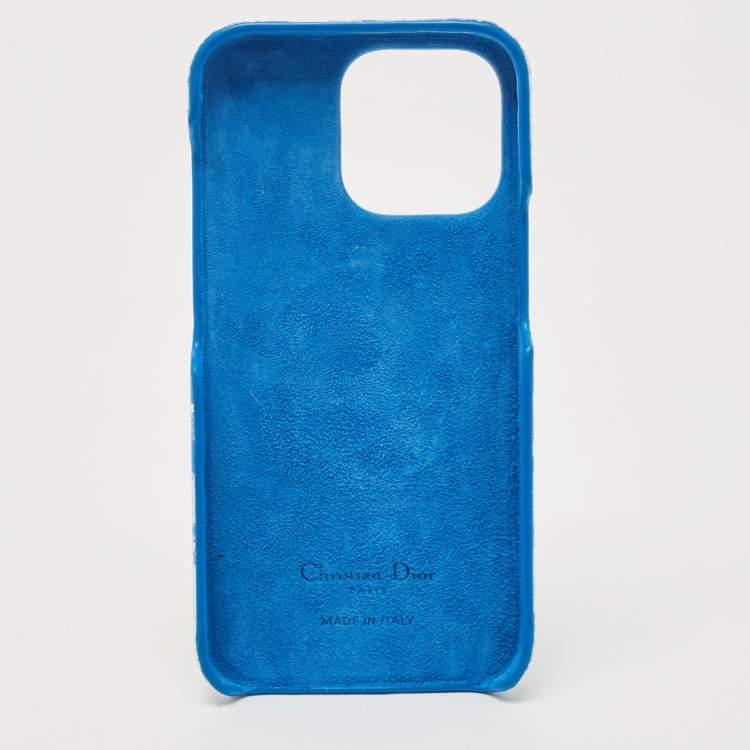 Pre Owned Dior Blue/White Leather Dior Travel iPhone 13 Pro Case