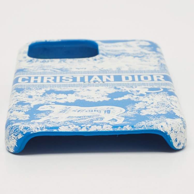 Pre Owned Dior Blue/White Leather Dior Travel iPhone 13 Pro Case