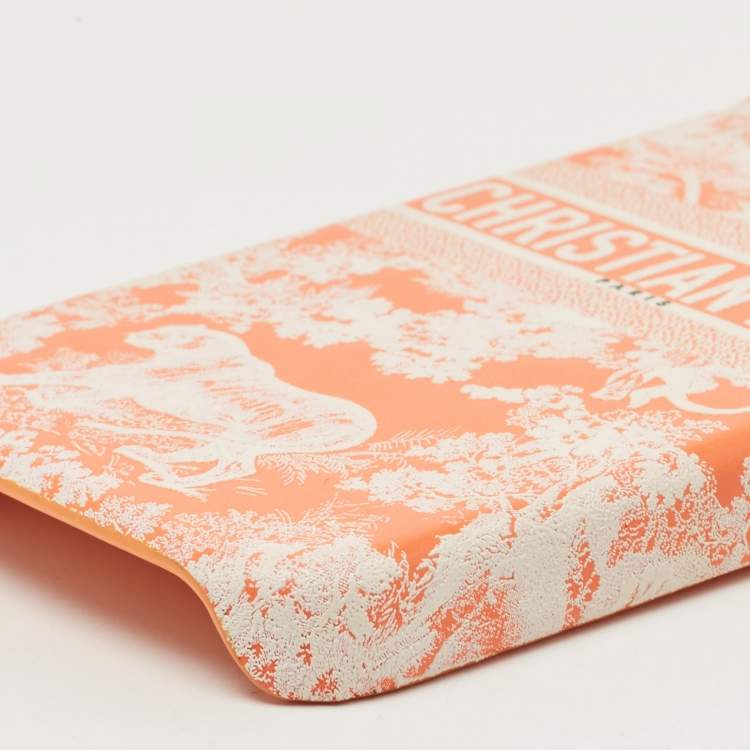 Pre Owned Dior Orange/White Leather Dior Travel iPhone 13 Pro Case
