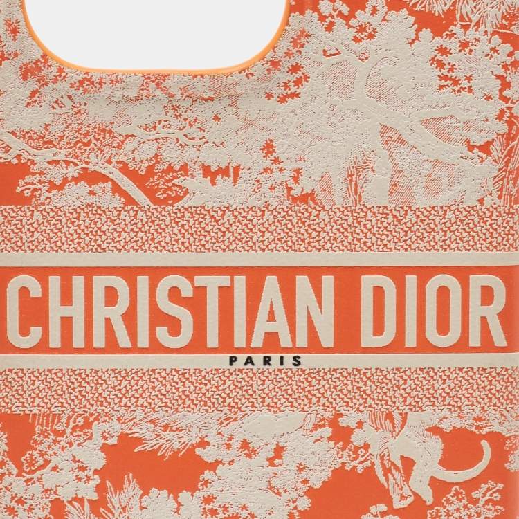 Pre Owned Dior Orange/White Leather Dior Travel iPhone 13 Pro Case