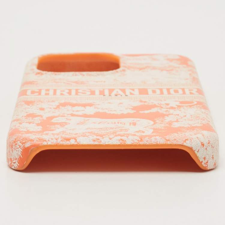 Pre Owned Dior Orange/White Leather Dior Travel iPhone 13 Pro Case