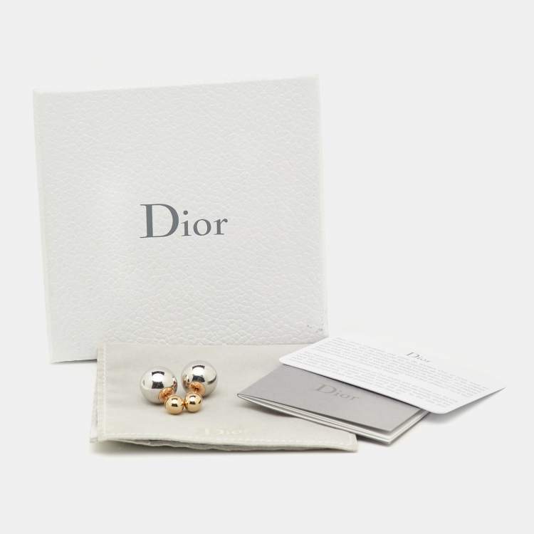 Pre Owned Dior Tribales Two Tone Metallic Stud Earrings