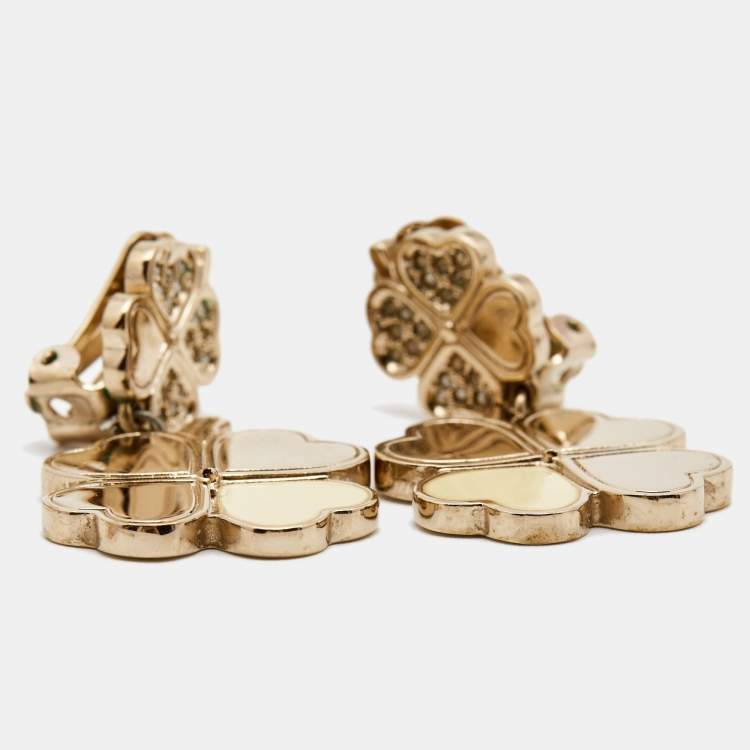 Pre Owned Dior Enamel Gold Tone Dangle Earrings