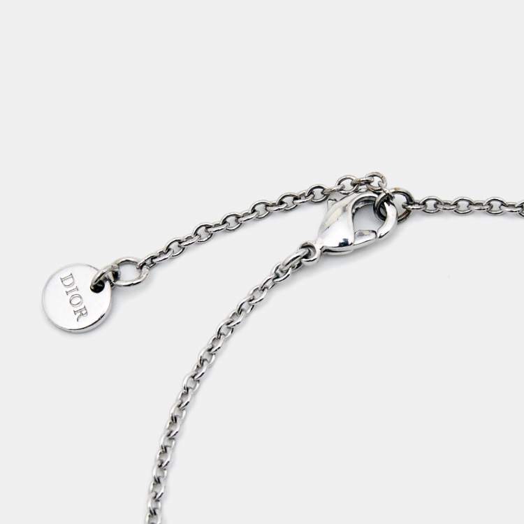 Pre Owned Dior CD Crystal Silver Tone Bracelet 