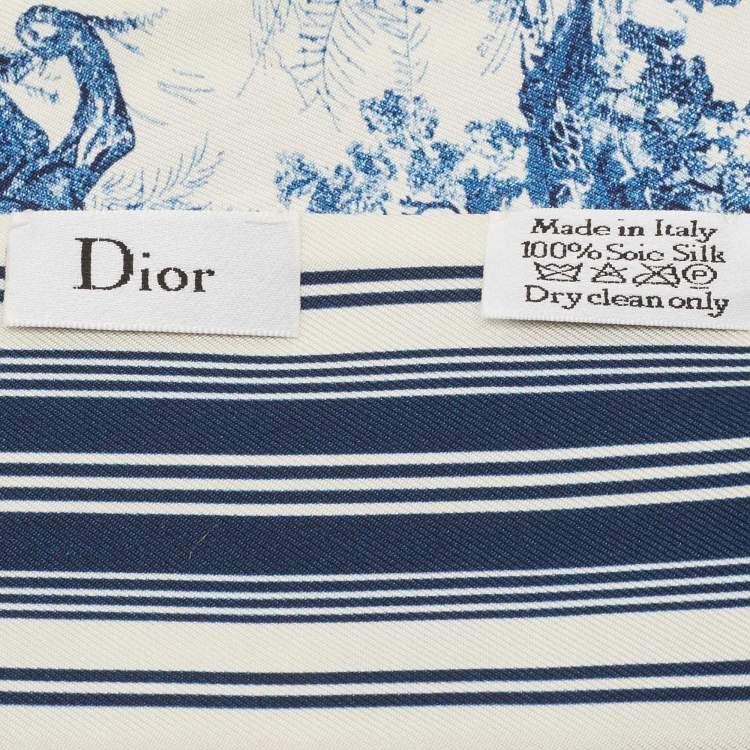 Pre Owned Dior Navy Blue Toile de Jouy Sauvage Silk Mitzah Scarf
