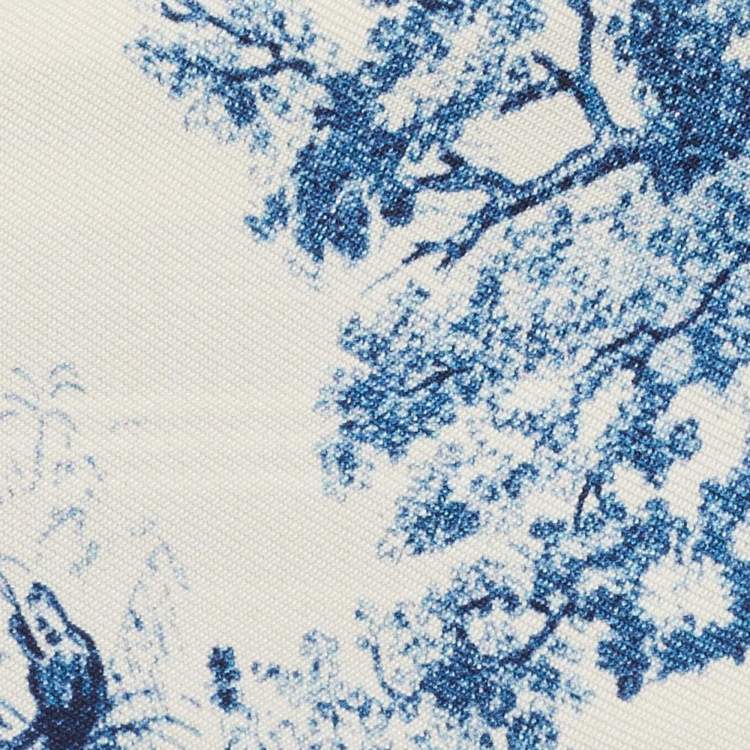 Pre Owned Dior Navy Blue Toile de Jouy Sauvage Silk Mitzah Scarf