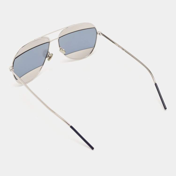 Pre Owned Dior Silver/Blue Split 1 Aviator Sunglasses