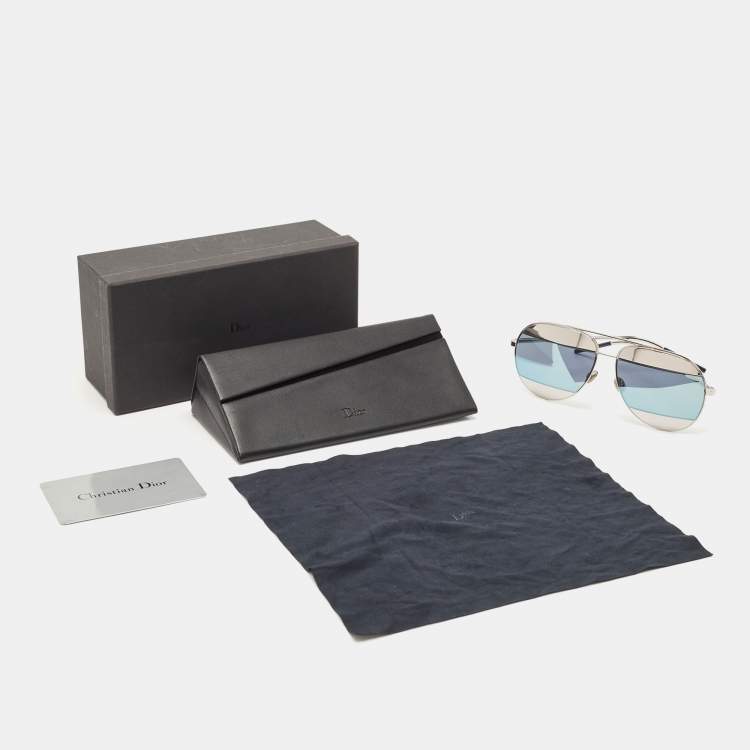 Pre Owned Dior Silver/Blue Split 1 Aviator Sunglasses
