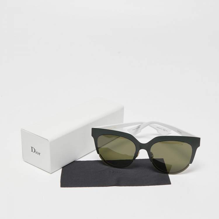 Pre Owned Dior Black Tone/Dark Green DiorSight2 RFA1E Cat-Eye Sunglasses