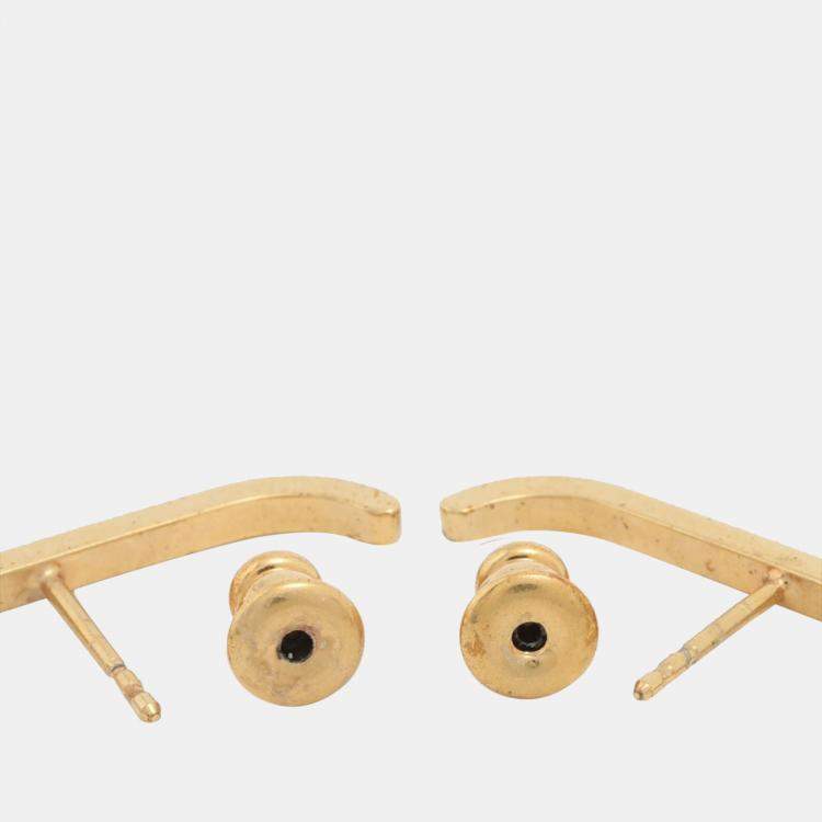 Pre Owned DIOR CD logo Piercing jewelry (for both ears) GPA x inestone gold