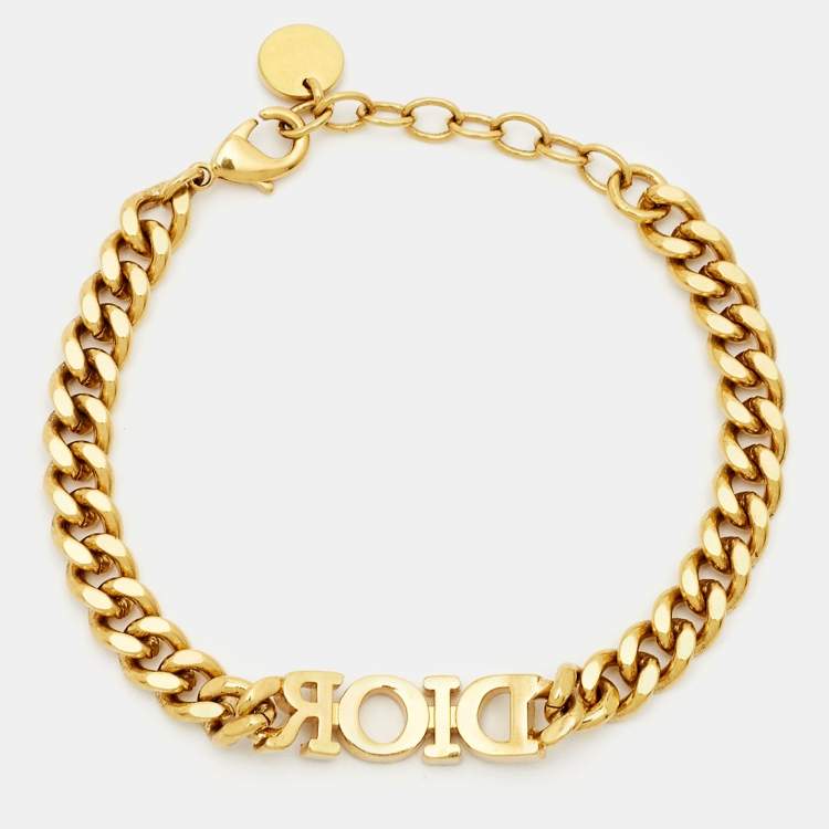 Pre Owned Dior Dio(r)evolution Crystals Gold Tone Bracelet 