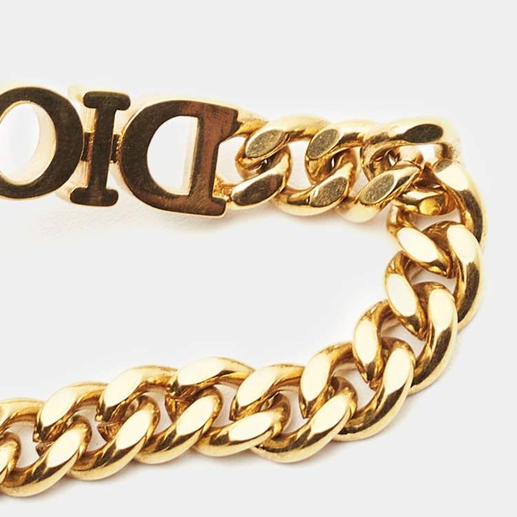 Pre Owned Dior Dio(r)evolution Crystals Gold Tone Bracelet 