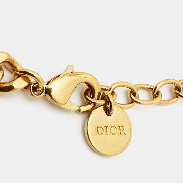 Pre Owned Dior Dio(r)evolution Crystals Gold Tone Bracelet 