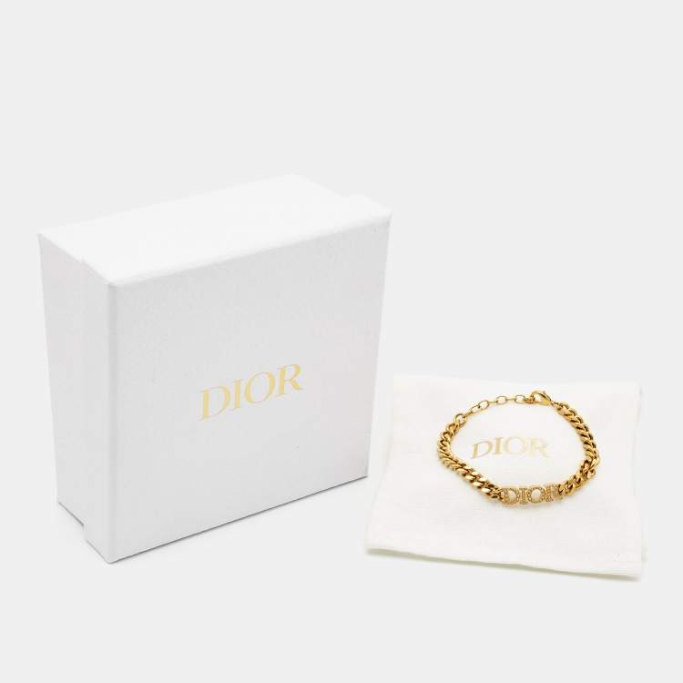 Pre Owned Dior Dio(r)evolution Crystals Gold Tone Bracelet 