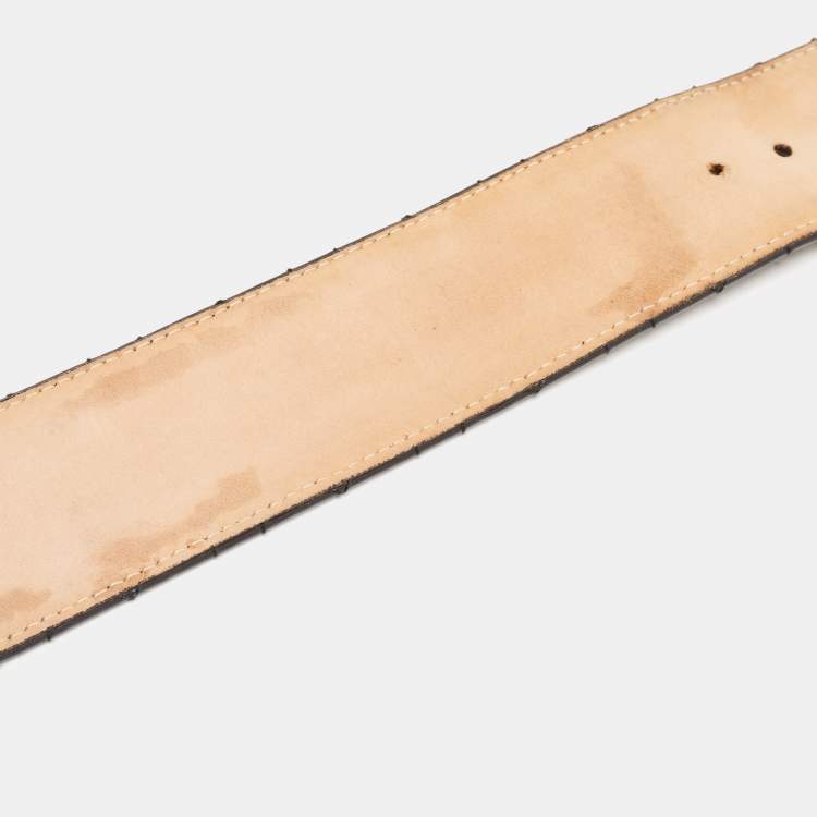 Pre Owned Dior Black Cannage Patent Leather D Buckle Belt 90CM