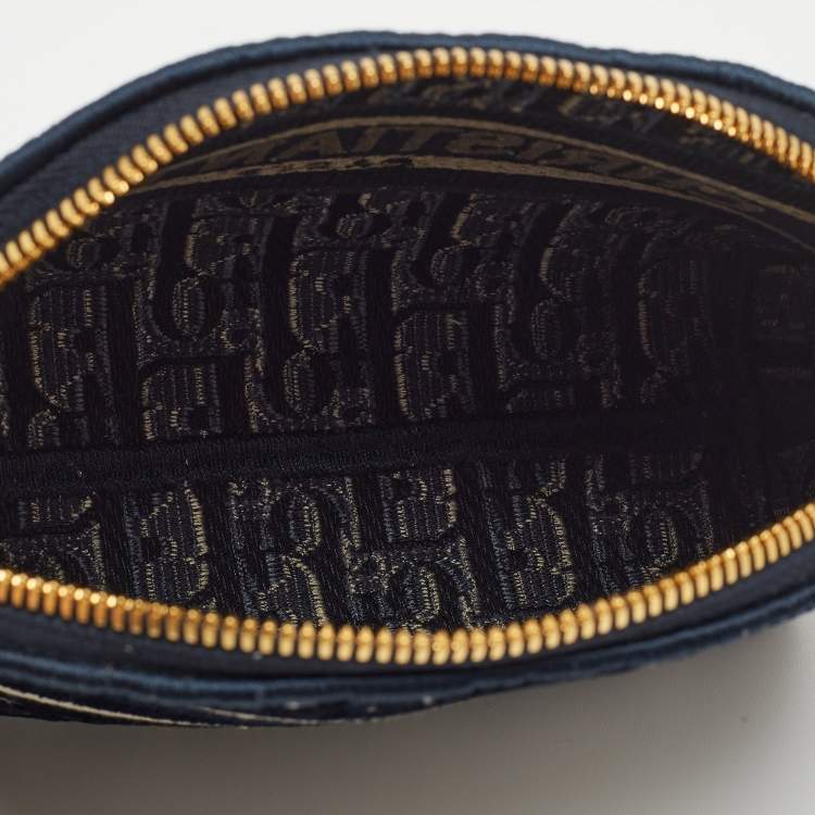 Pre Owned Dior Navy Blue/White Oblique Velvet Cosmetic Pouch