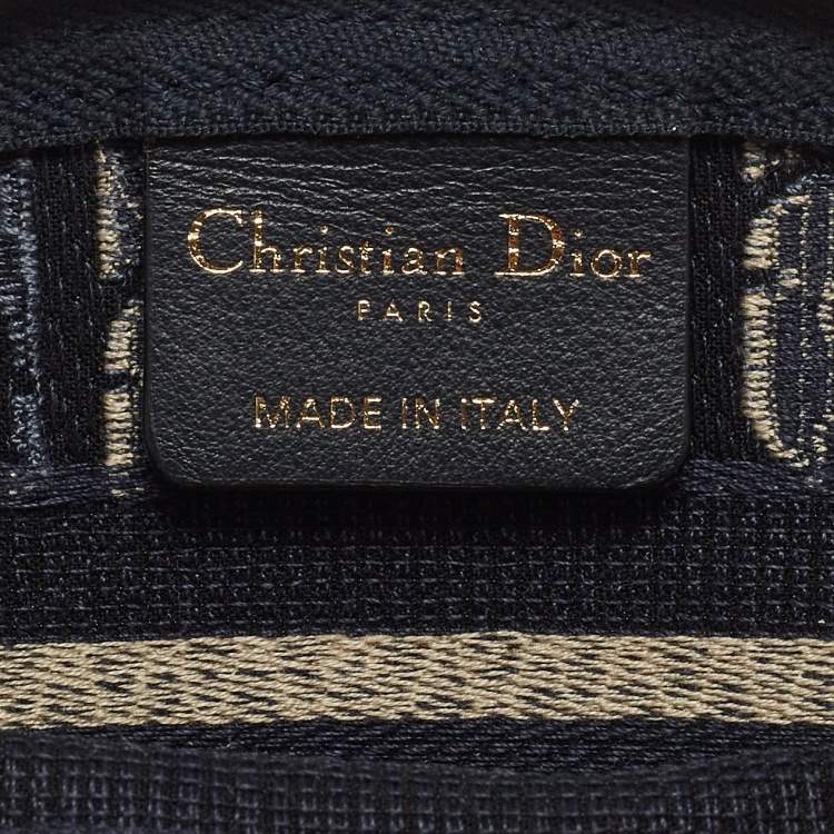 Pre Owned Dior Navy Blue/White Oblique Velvet Cosmetic Pouch