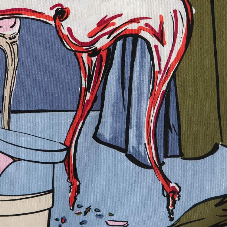 Pre Owned Dior Blue Haute Couture Print Silk Scarf