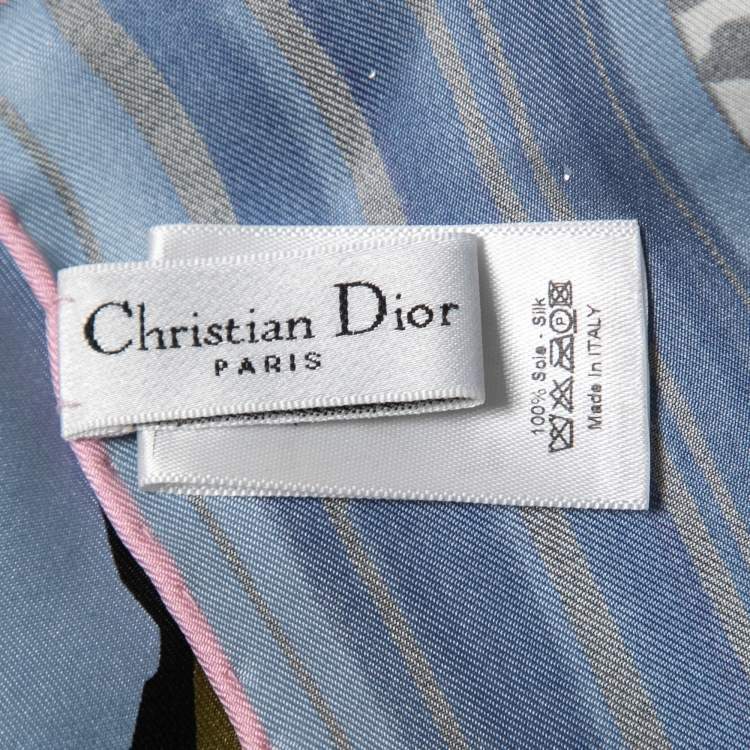 Pre Owned Dior Blue Haute Couture Print Silk Scarf