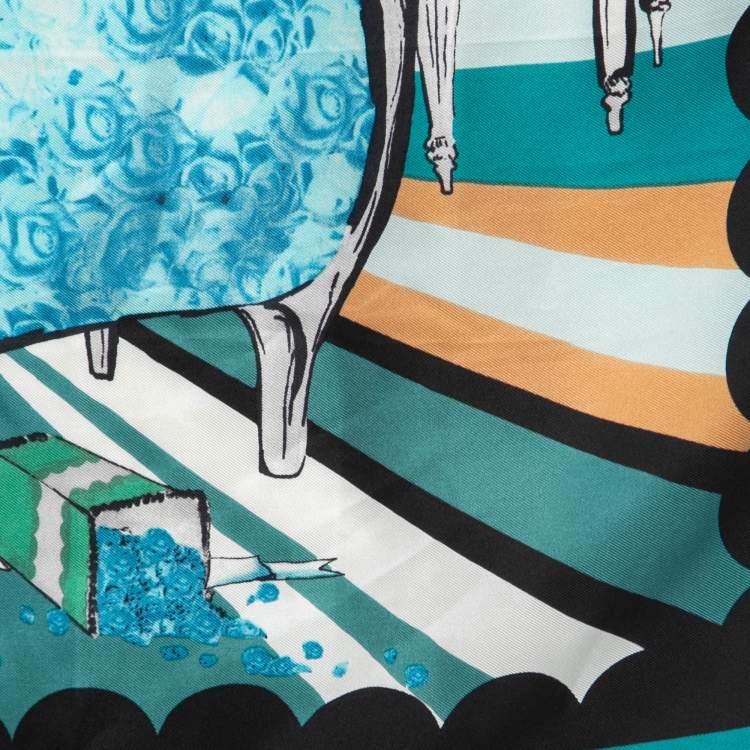 Pre Owned Dior Green Girl Print Silk Scarf