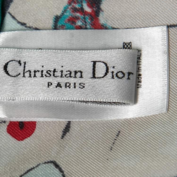Pre Owned Dior Green Girl Print Silk Scarf