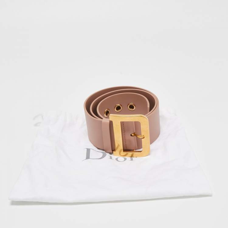 Pre Owned Dior Dusty Pink Leather D Buckle Waist Belt 85CM