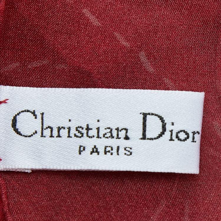Pre Owned Christian Dior Red Buckle Printed Silk Scarf