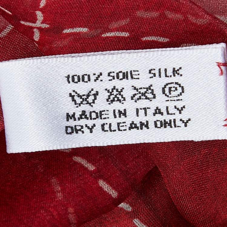 Pre Owned Christian Dior Red Buckle Printed Silk Scarf