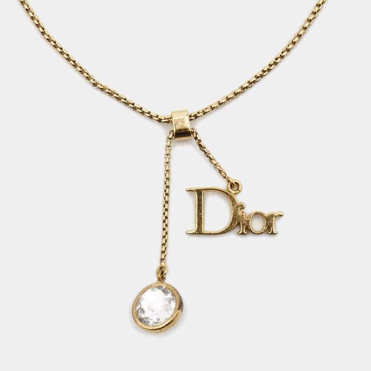 Pre Owned Dior Crystals Gold Tone Bracelet