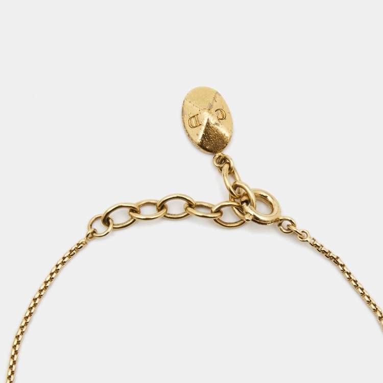 Pre Owned Dior Crystals Gold Tone Bracelet