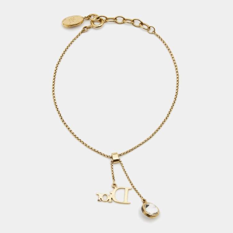 Pre Owned Dior Crystals Gold Tone Bracelet