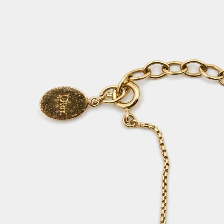 Pre Owned Dior Crystals Gold Tone Bracelet