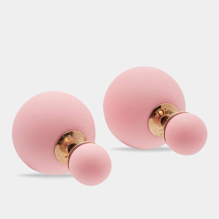 Pre Owned Dior Tribale Matte Pink Gold Tone Stud Earrings