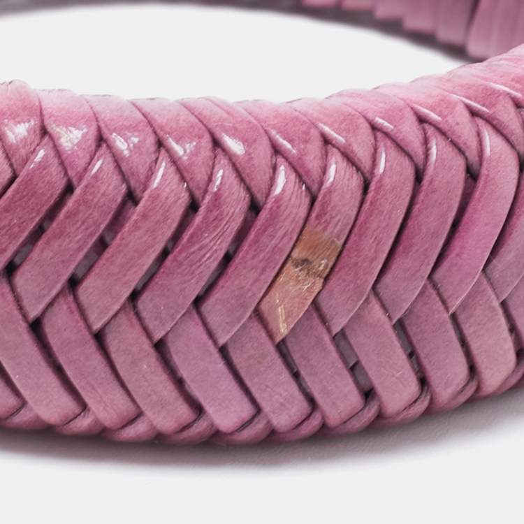 Pre Owned Dior Leather Silver Tone Wide Bracelet