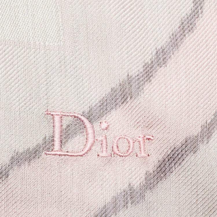 Pre Owned Dior Pastel Pink Printed  Silk & Wool Jacquard  Scarf