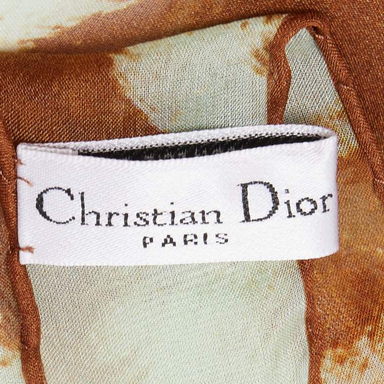 Pre Owned Dior Beige & Yellow Animal Printed Silk Scarf