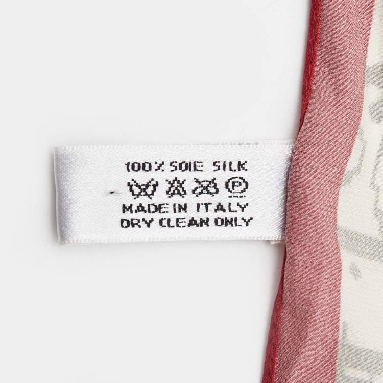 Pre Owned Christian Dior Cream Logo Monogram Printed Silk Logo Charm Neck Scarf 