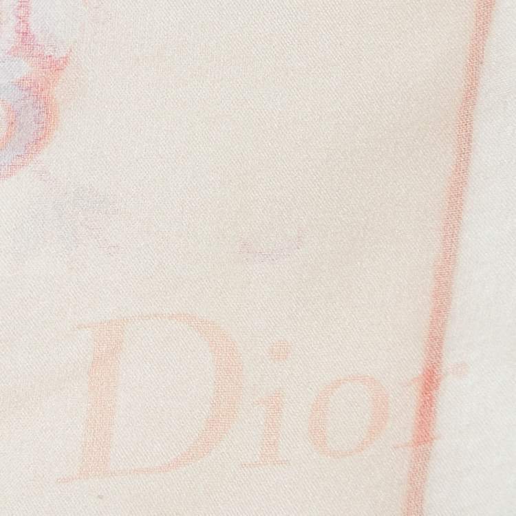 Pre Owned Christian Dior Pink Printed Silk Scarf