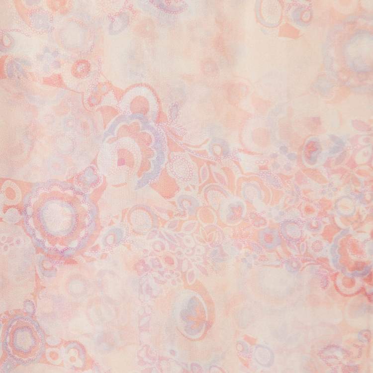 Pre Owned Christian Dior Pink Printed Silk Scarf