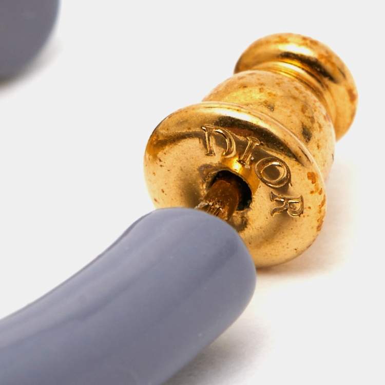 Pre Owned Dior 30 Montaigne Enamel Gold Tone Hoop Earrings