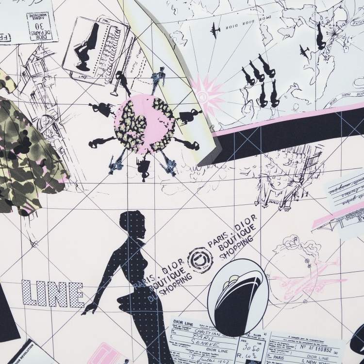 Pre Owned Christian Dior Pink Printed Silk Square Scarf