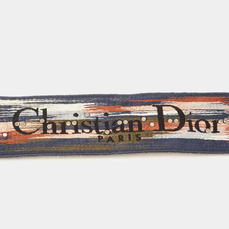 Pre Owned Dior Multicolor Canvas and Leather KaleiDiorscopic Studded Shoulder Bag Strap